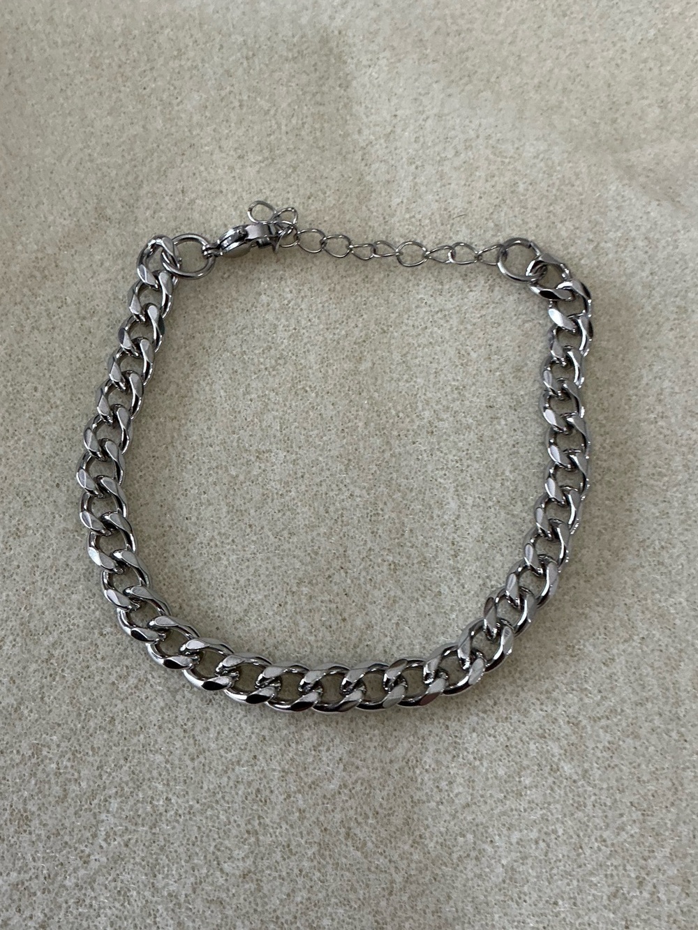Silver  tone Chunky Curb Chain Bracelet, 9”